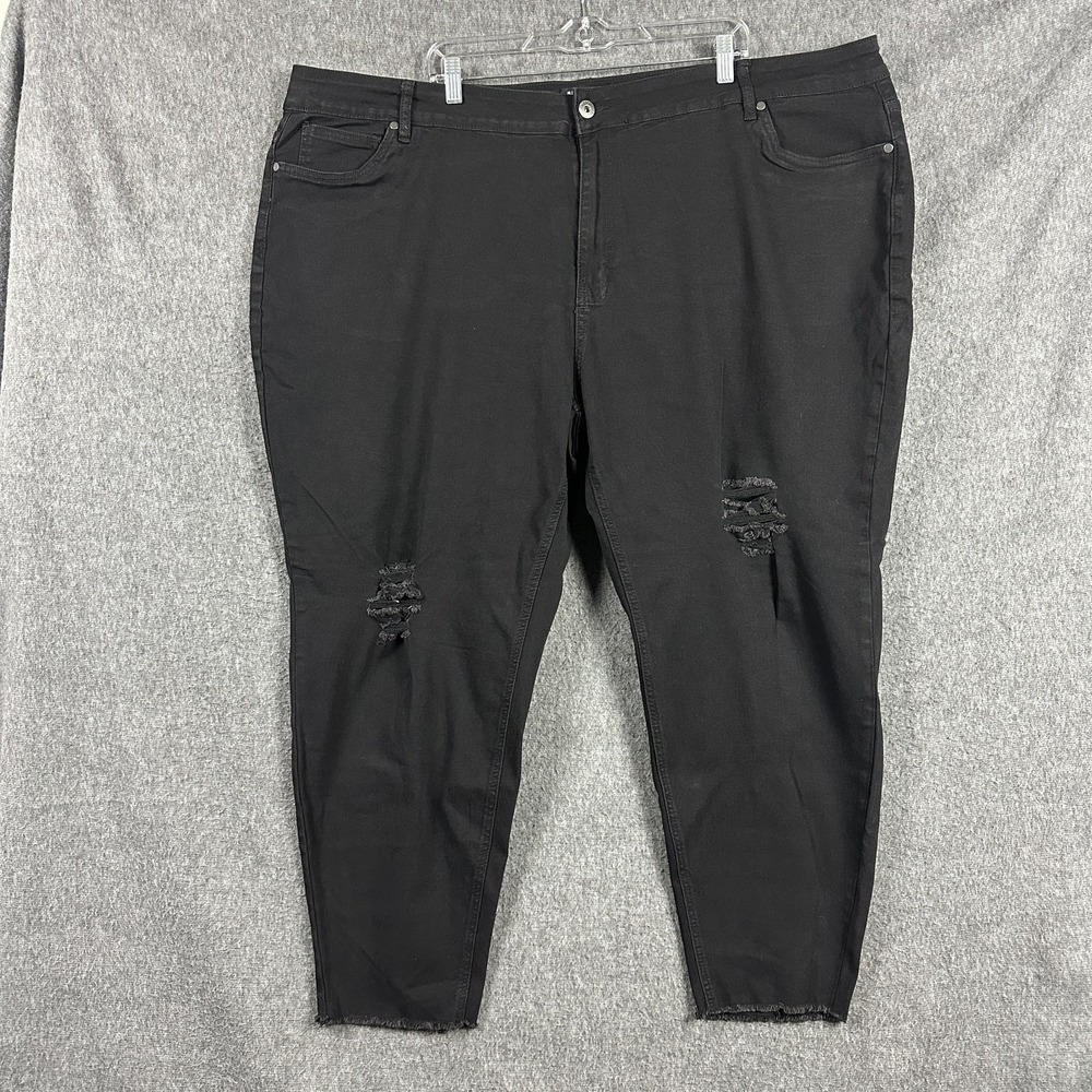 BloomChic Jeans Womens 28 Black High Rise Distressed Skinny Stretch Denim Ankle